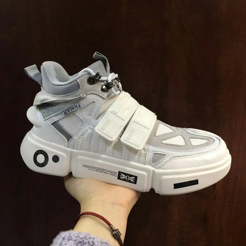 Мужские кроссовки в стиле хип-хоп; обувь на высокой платформе; классические белые Светоотражающие кроссовки Kanye; Tenis Masculino;#700v2 - Цвет: Белый