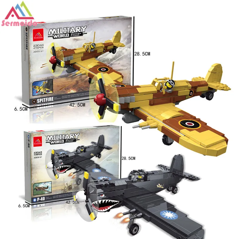 

Sermoido guerra mundial 2 curtiss P40 combate tiburones bloque Flying Tigers Ari Force figuras ladrillos juguetes