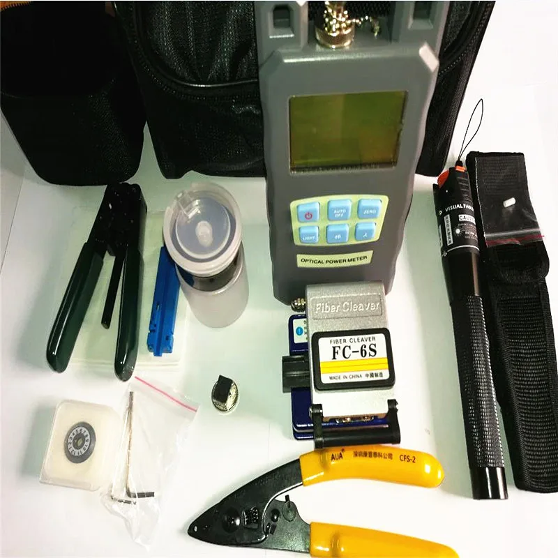 

5 pcs/lot Fiber Optic FTTH set of tools Optical Power Meter 10Mw Visual Fault Locator+ power meter + FC-6S metal cleaver