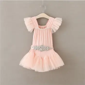 

girls princess dresses elegan cute fly sleeve belt kids dresses fashion high-grade baby girl birthday dresses 2-6y