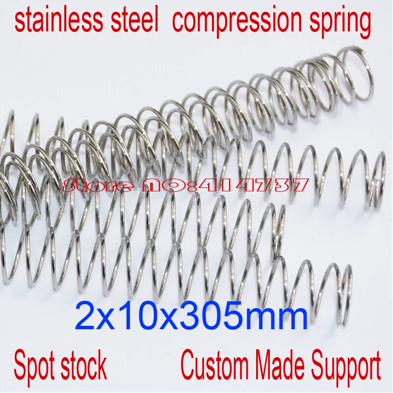 

5pcs 2*10*305mm stainless steel spot spring 2mm wire hammer spring Y type compression spring pressure spring OD=10mm