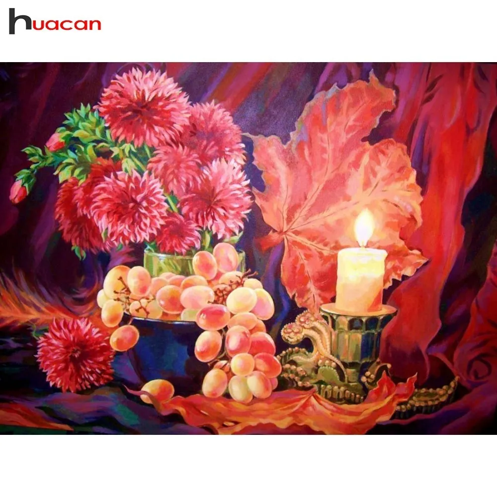 

HUACAN 5D DIY Diamond Painting Flowers Mosaic Full Square Drill Diamond Embroidery Fruit Painting Living Room Decoration