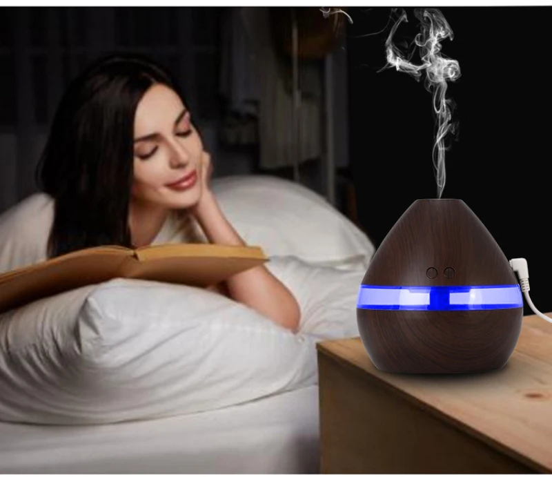 

400ml Aroma Essential Oil Diffuser Ultrasonic Air Humidifier with Wood Grain LED Lights for Office Home 35D