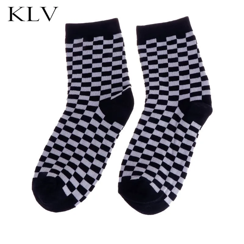 Fashion Trends Unisex Socks Checkerboard Geometric Checkered Men Women Cotton Socks