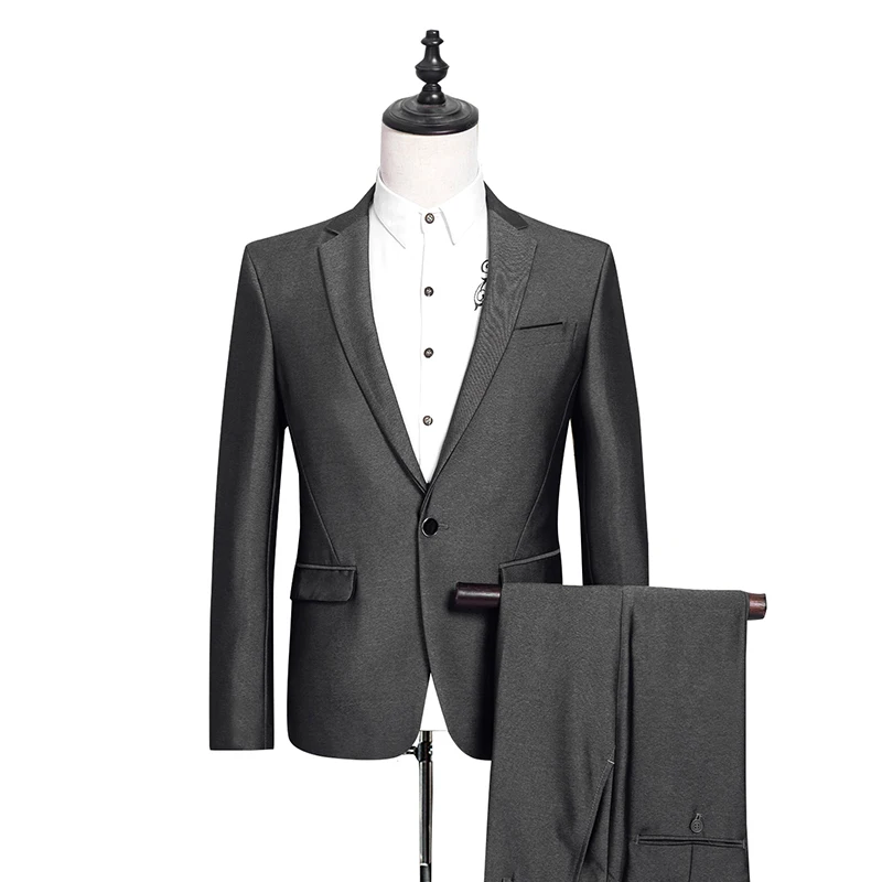 2016 новое прибытие Высокого качества серый шерстяной мужские weding платье, одна кнопка случайно костюм мужчины, серый мужчин Деловые костюмы