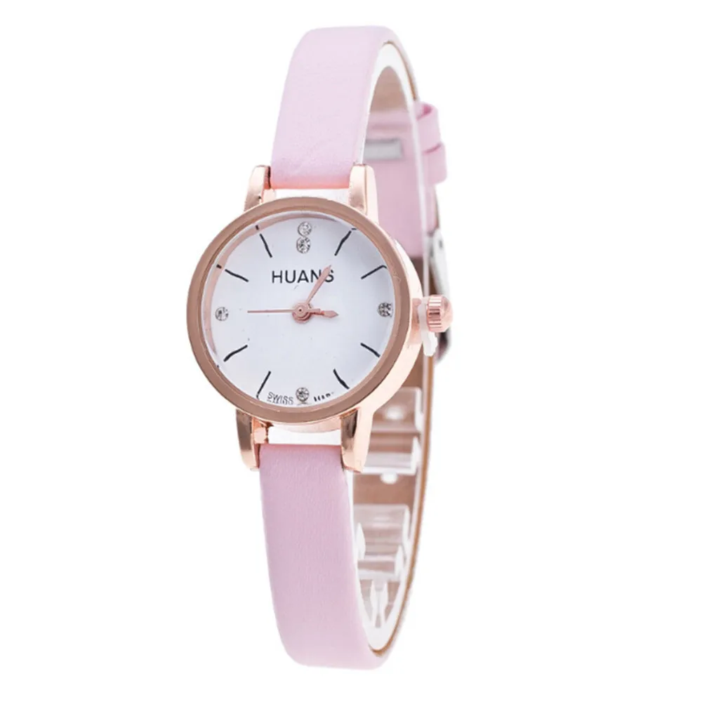 Розовое золото минималистичные Модные женские кварцевые часы с кожаным ремешком Роскошные повседневные часы женские наручные часы Relogio Feminino подарок# C