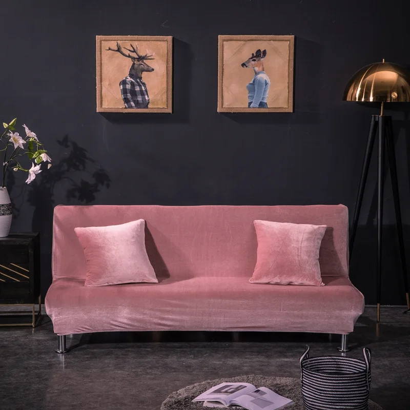 Сплошной цвет, безрукий чехол для дивана, все включено, складной эластичный чехол для дивана-кровати, универсальный чехол, 120-225 см, разные цвета, опция - Цвет: YL-YHR-yu fen se