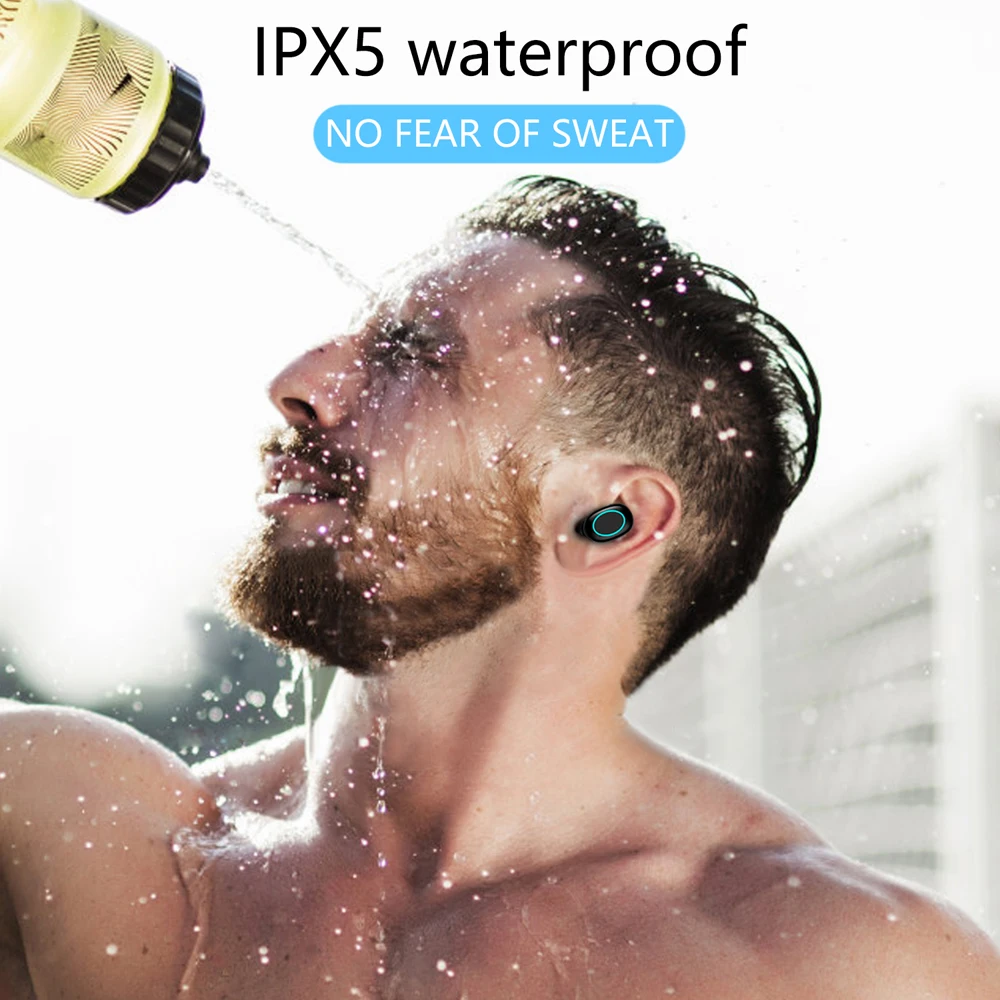 Настоящие Беспроводные Bluetooth 5,0 наушники TWS IPX5 беспроводные наушники водонепроницаемые сенсорные Bluetooth спортивные наушники внешний аккумулятор 1500 мАч