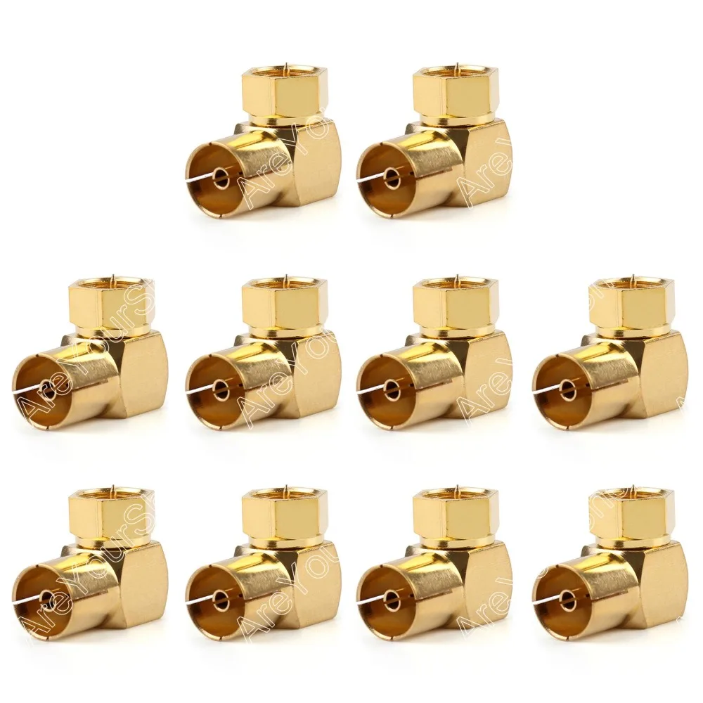 

Areyourshop Sale 10pc Adapter 90 F Plug Male To IEC PAL DVB-T TV Female Jack Connector Right Angle