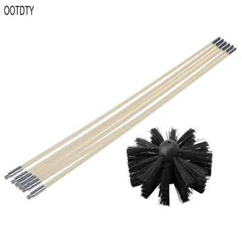 

OOTDTY Nylon Brush With 6pcs Long Handle Flexible Pipe Rods For Chimney Kettle House Cleaner Cleaning Tool Kit
