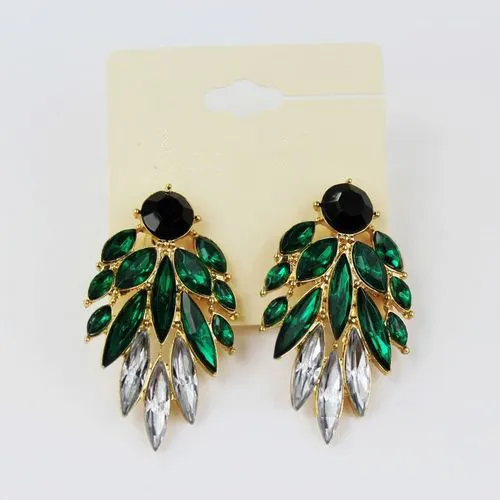 

H:HYDE Green crystal earrings Gold Color Pink Green Black Dangles Earrings for women CZ Stone brincos boucle d'oreille