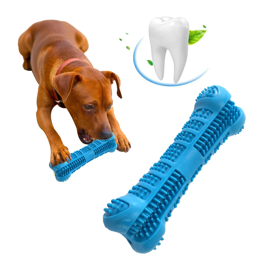 

Blue Bone-shaped Dog Toothbrush Chew Brushing Toy Teeth Cleaning Oral Hygiene Pet Supplies