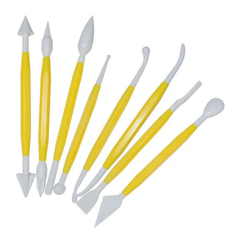 

8pcs Plastic Cake Carving Knife Group Fondant Shaping Tools Baking DIY Tool Multi-color optional