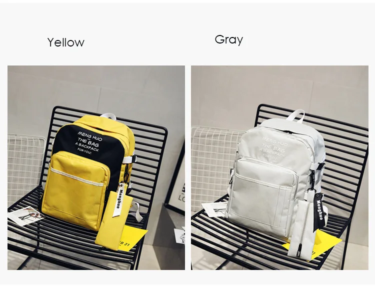 Menghuo 2PCSSet Women Backpacks Panelled Book Bags Preppy Style School Bags for Teenage Girls Composite Backpack Sets Mochila (5)