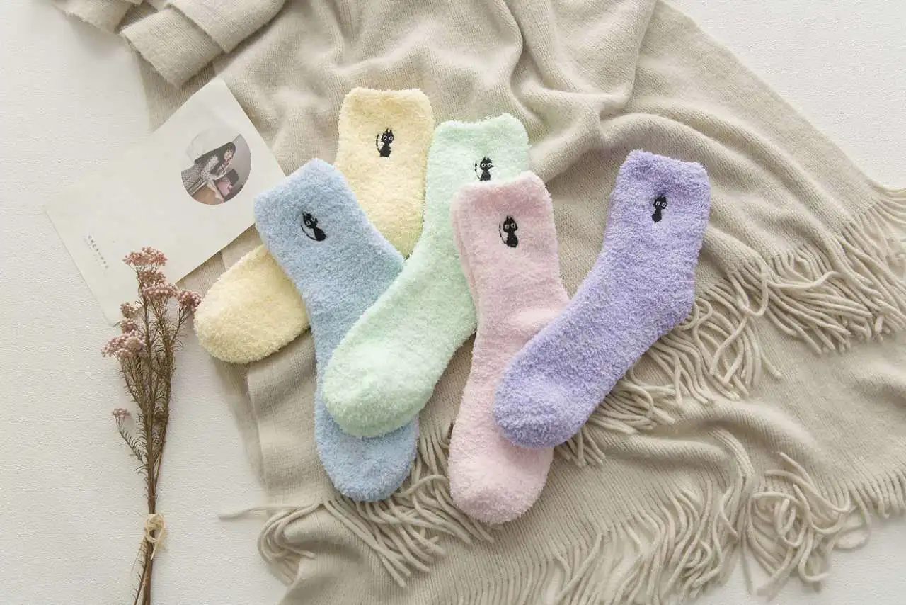 SP& CITY/5 пар, зимние толстые женские теплые махровые носки с вышивкой в виде животных, коралловые бархатные носки с милым рисунком оленя, мягкие носки для девочек