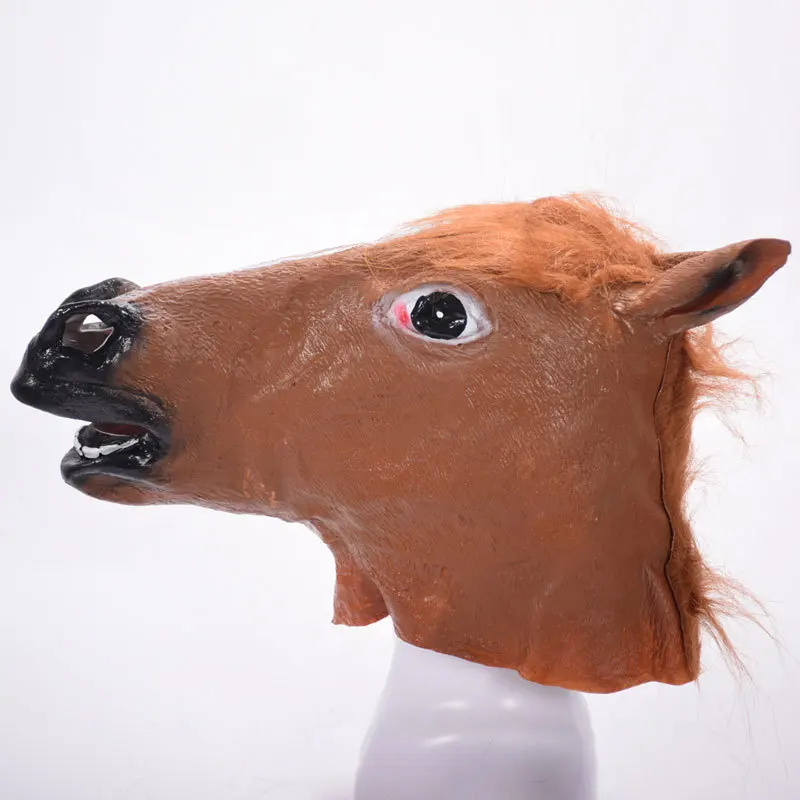 Halloween Rubber Costume Creepy Horse Head Mask Theater Prop Latex