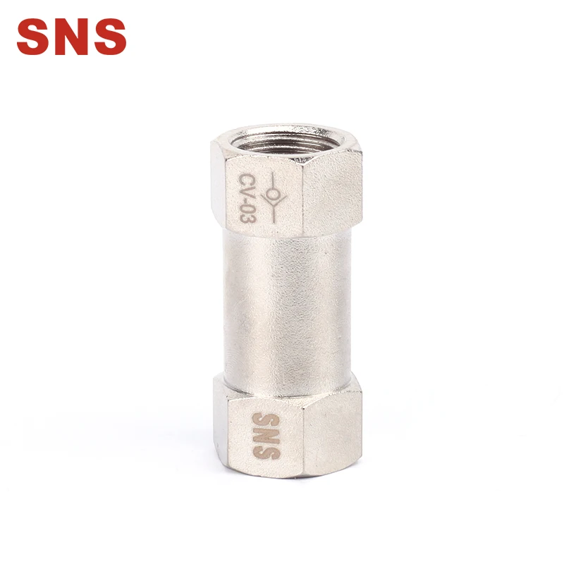 

SNS CV Series BSPP Female Full Ports Air Check Valve One Way Non Return Nickel-Plated Brass Valve