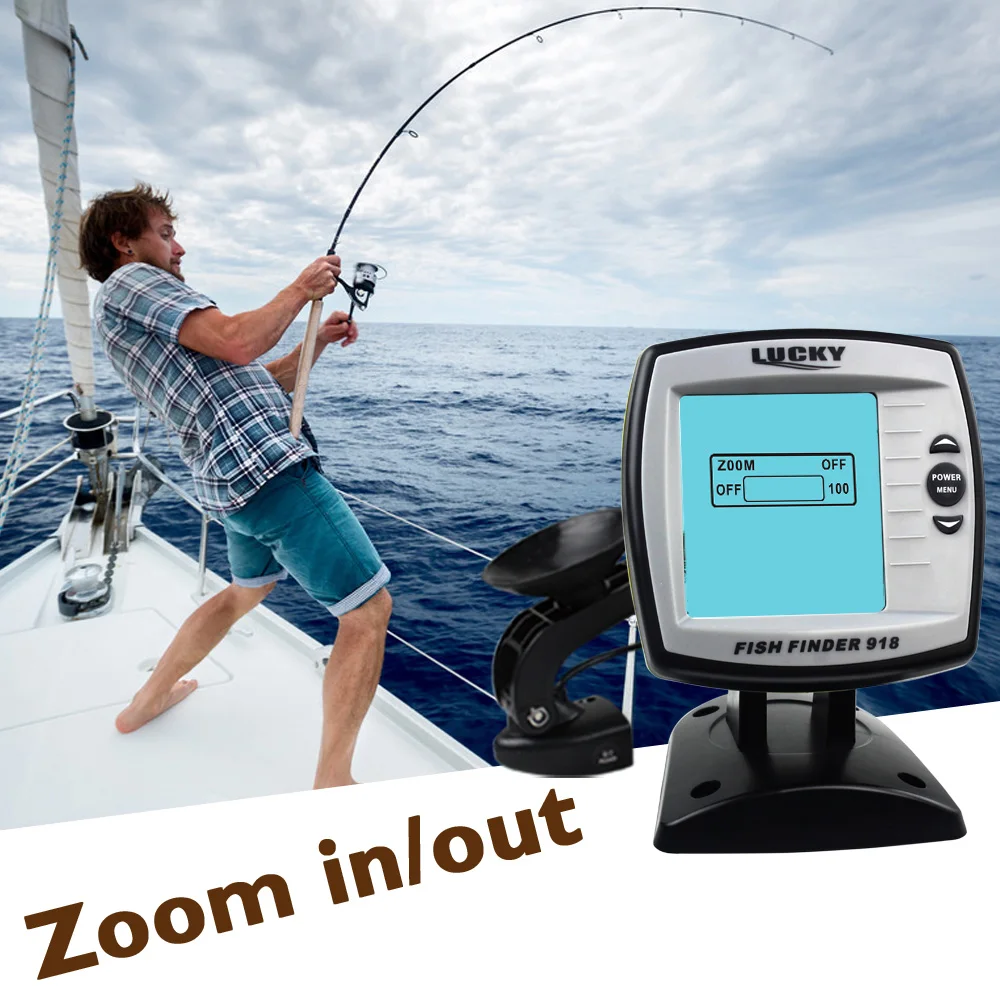 السلكية الاسماك المكتشف صدى FF918-180S محول الاستشعار fishfinder 45 درجة lcd السمك محدد قارب fishfinder السمك الكاشف
