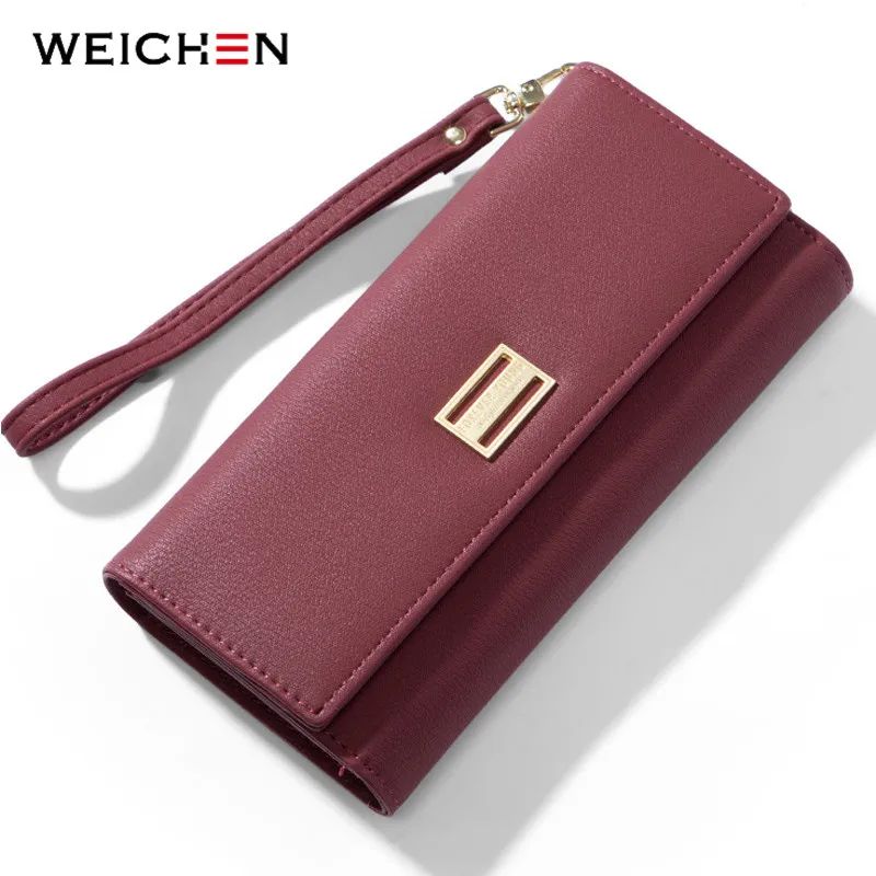 

WEICHEN Many Departments Wristband Long Clutch Wallets for Women Card Holder Cell Phone Pocket Female Wallet Purse Carteira