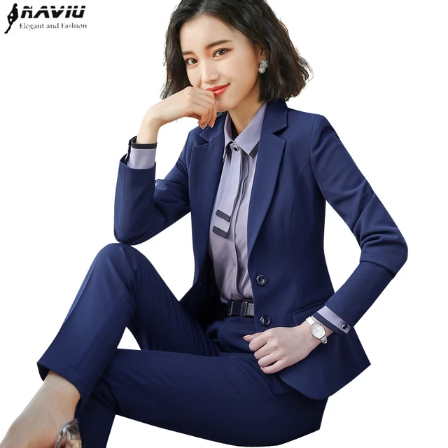 Trajes de pantalón de trabajo de oficina para mujer, uniformes  profesionales para dama de negocios, pantalones formales de 2 piezas,  conjunto de chaqueta, ropa de moda 2020 4XL - AliExpress