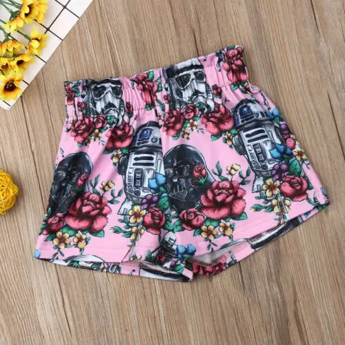 Baby Kids Girl Boy Shorts Floral Painted Cartoon Shorts Bloomers Elastic Waist