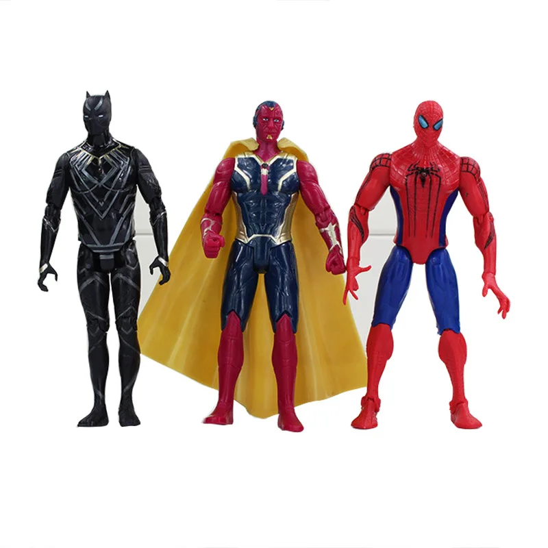 5pcs/set Marvel avengers 3 Superheroes Spiderman Iron Man Black Panther Vision PVC Action Figure Collectible Children Toys