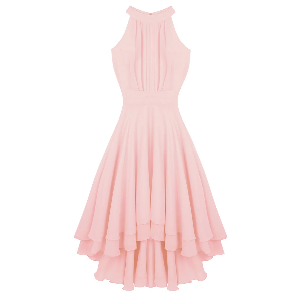 Pink chiffon dresses | long sleeveless dress | long dress for women