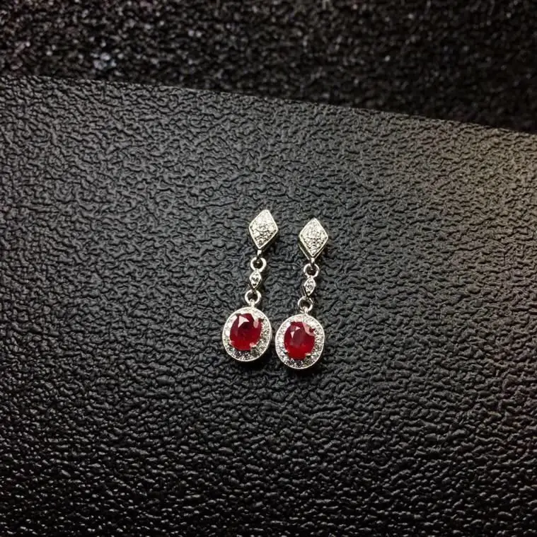 Ruby stud earring Natural and real ruby 925 sterling silver Fine