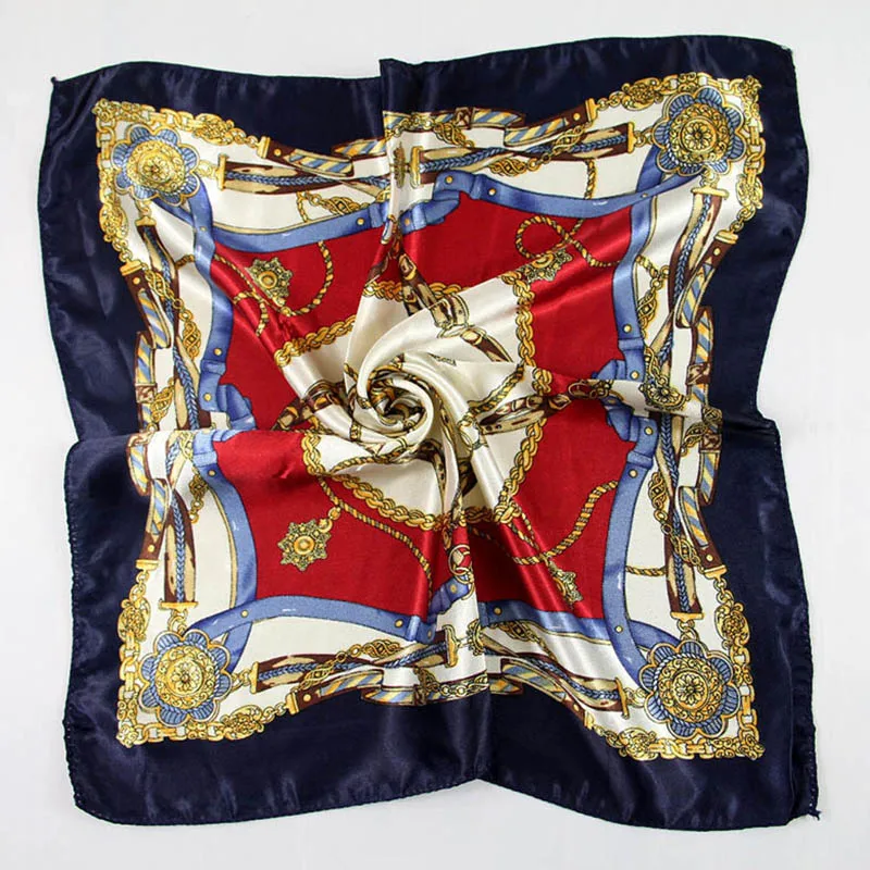 50*50cm Fashion Ladies Scarf Brand Design Printed Scarves Woman's Professional Square Silk Scarf Neckchief Satin Bag Hair Tie