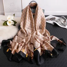 Gratis Verzending zomer Herfst Sjaals Vrouwen Sjaals Elegante Wrap zachte zijden Sjaal vrouwelijke zonnebrandcrème Bandana chiffon prints(China)