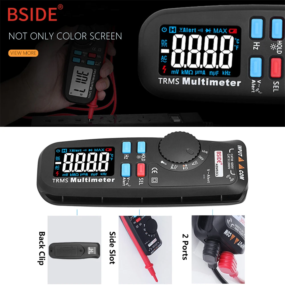BSIDE ADM92CL Цифровой мультиметр цветной дисплей Авто Диапазон True RMS Multimetro вольтметр