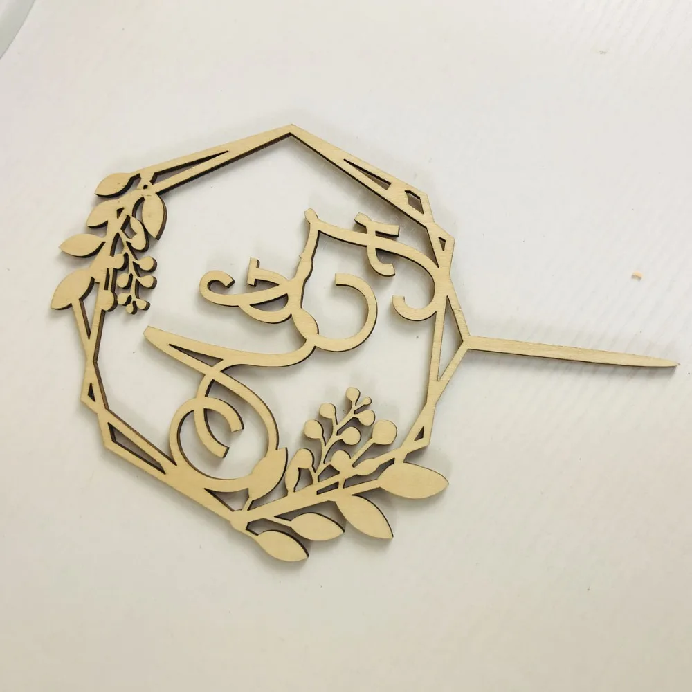 Personalized Initials letters Wedding Cake Topper, Custom Rustic Wreath Paraaf cake topper ,Wedding cake topper Decor Supplies (4)