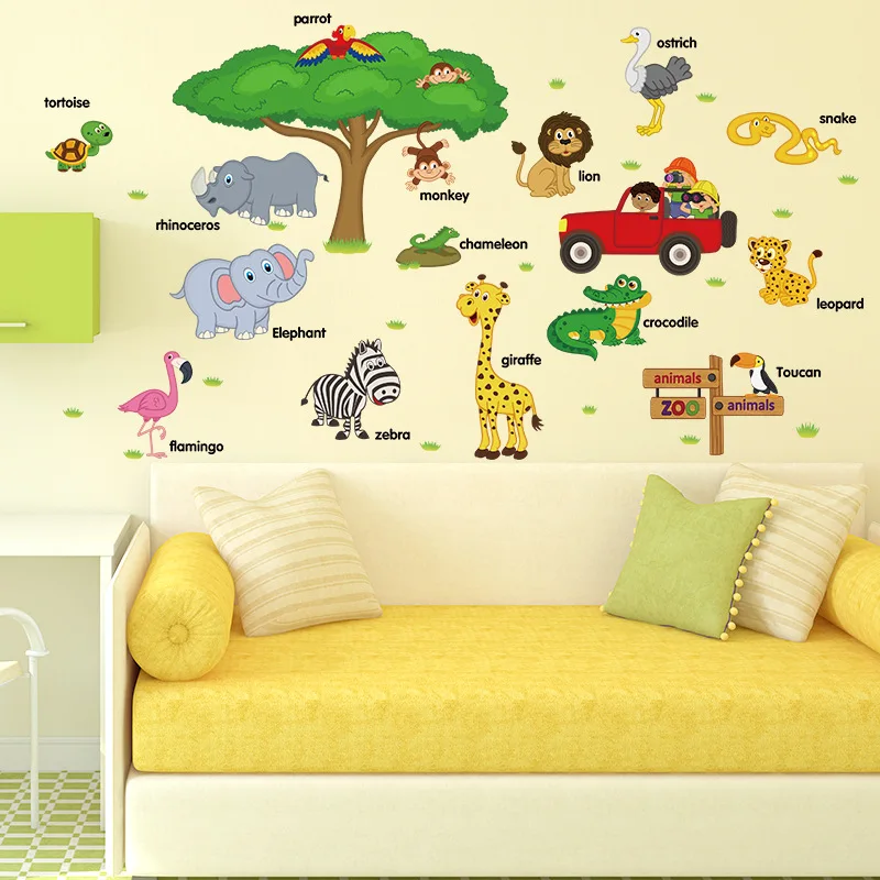 

6.1 Gift Large Cartoon Animal Wall Stickers For Children's Room Kindergarten Preschool Education Decoration Room Decals 60*90CM