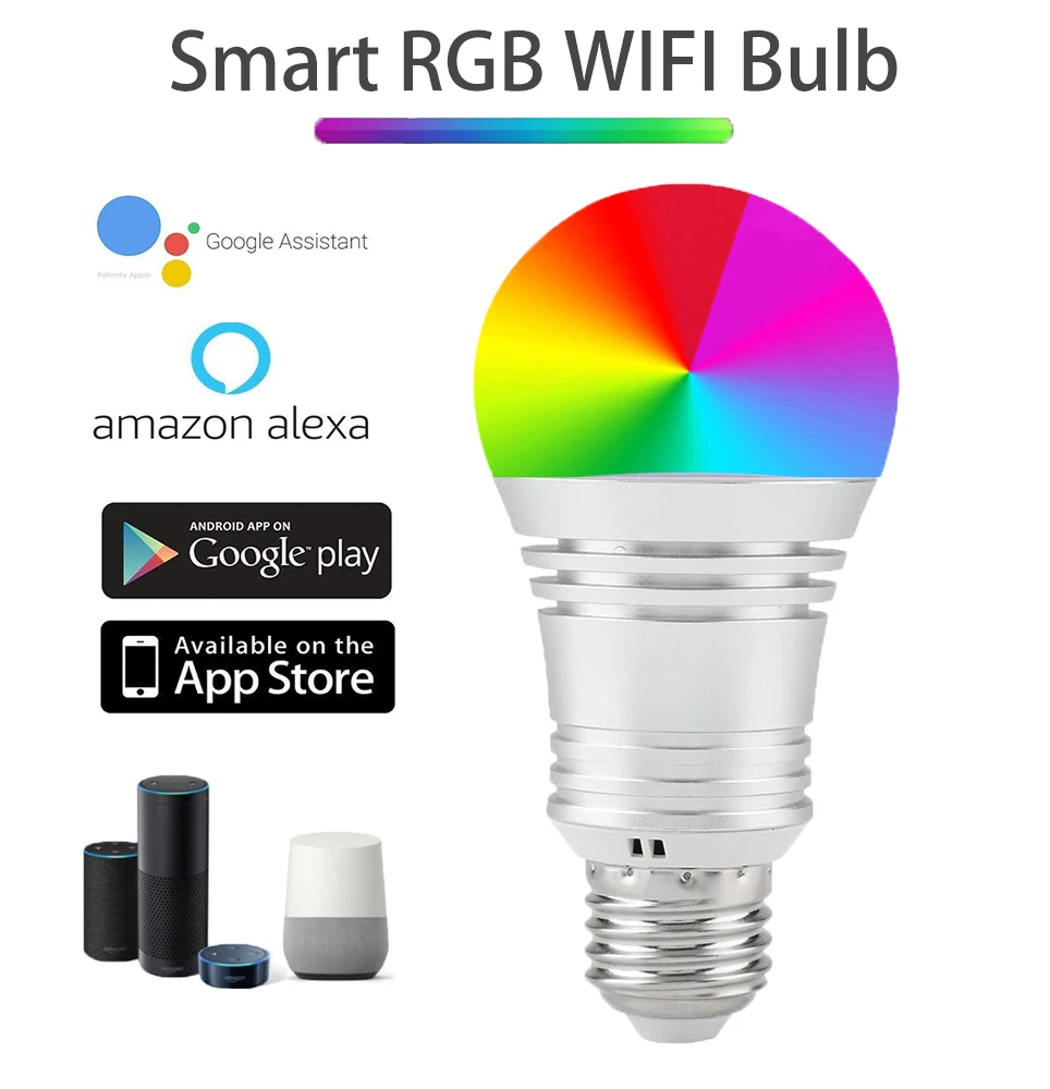 

Magic 12W E27 E26 E14 B22 RGB Led Light Bulb Smart Home Bluetooth Lamp Color Change Dimmable compatible with ALexa Google Home