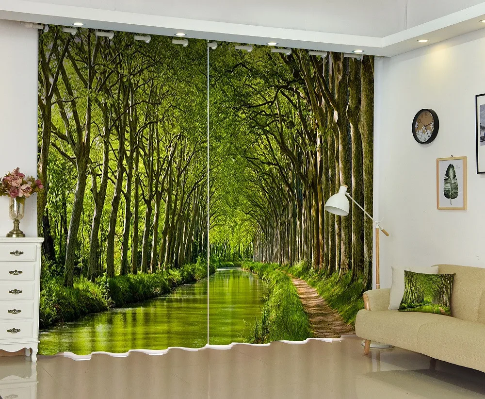 Customized Forest Trees print 3D Blackout Curtains for Living Room Bed
