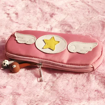 

Anime Card Captor Sakura Action Figure Printed Canvas Kinomoto The Clow Long Zipper Handbag Pen Bag Wallet Purse Pocket Bag