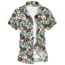 Новинка прибытие Летний стиль для мужчин рубашка модная обувь для отдыха; высокая обувь с эластичной резинкой мерсеризованный хлопок мужские с коротким рукавом рубашка большие размеры M-6XL