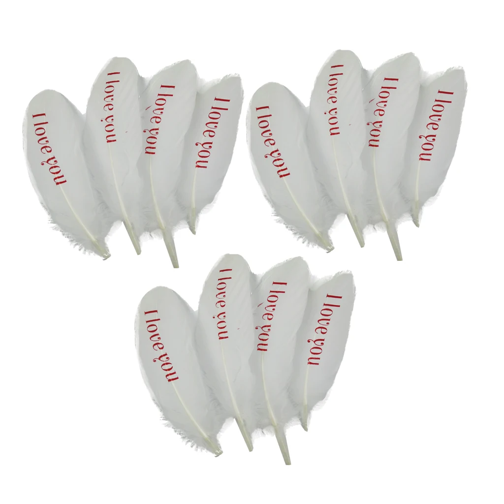 New 12 Pieces Printing Natural Goose Feather DIY Craft Party Home Decor for Sewing Garment Clothes Wedding Dress Accessories