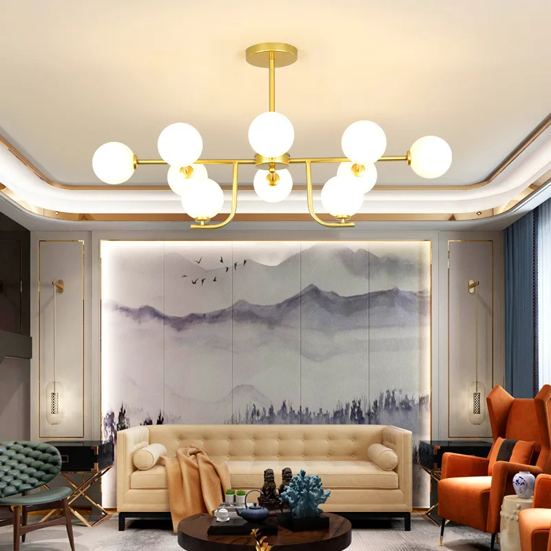 

Nordic LED chandeliers living room suspended lamp loft luminaires dining room bedroom lighting fixtures glass ball hanging light