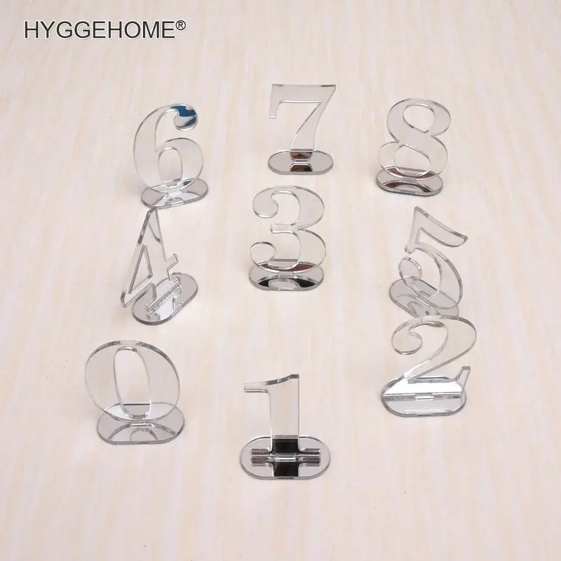 One Sets Of Acrylic Mirror Table Numbers Birthday Desktop Cards Wedding
