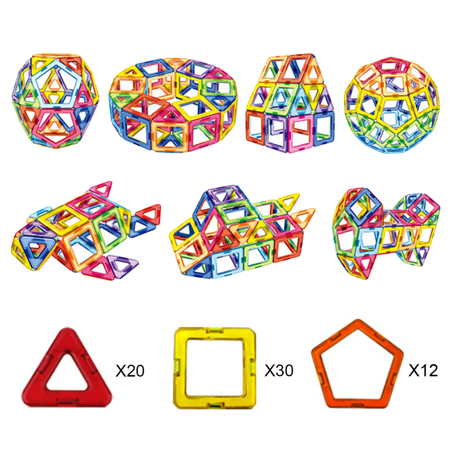 62 шт Пластиковые Треугольные квадратные пятиугольные магнитные строительные блоки для укладки кирпичей Строительные строительные Магнитные пазлы модель игрушки
