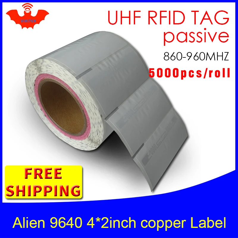 UHF RFID этикетка наклейки Alien 9640 для печати медные EPC6C 915m868mhz Higgs3 5000 шт. бесплатная