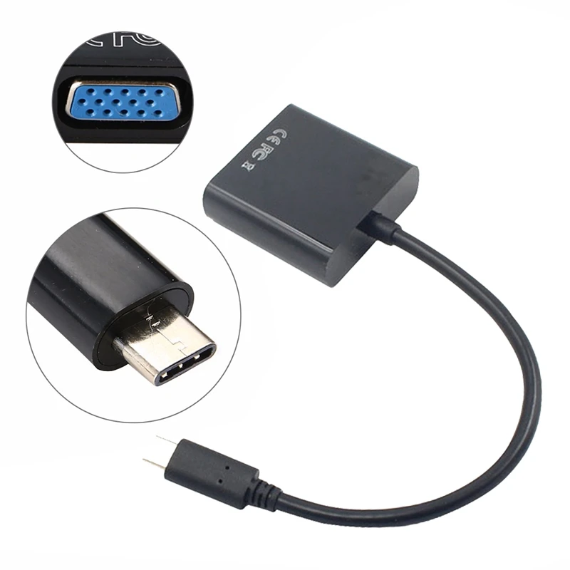 USB-C USB3.1 Тип C для кабеля адаптера VGA мужчин и женщин VGA конвертер передачи видео 1080 P для 12 дюймов