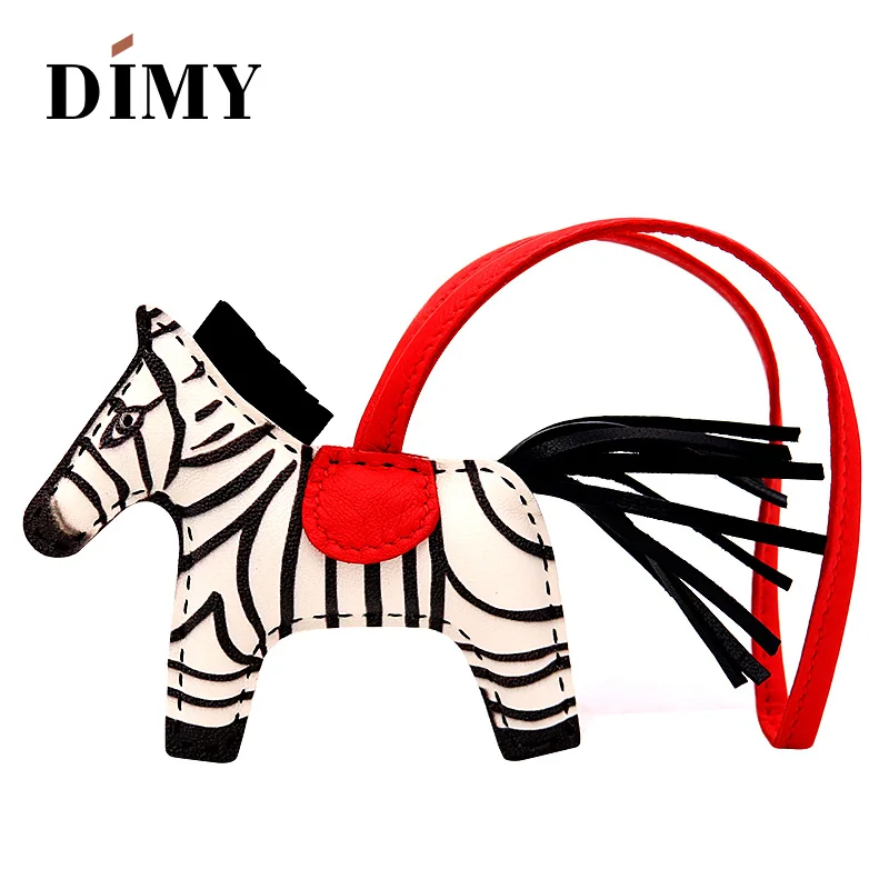 Премиум кожа ягненка лошадь орнамент женская сумка Шарм ручной работы сумка Конный кошелек держатель с подвеской украшение автомобиля кулон - Цвет: Zebra red