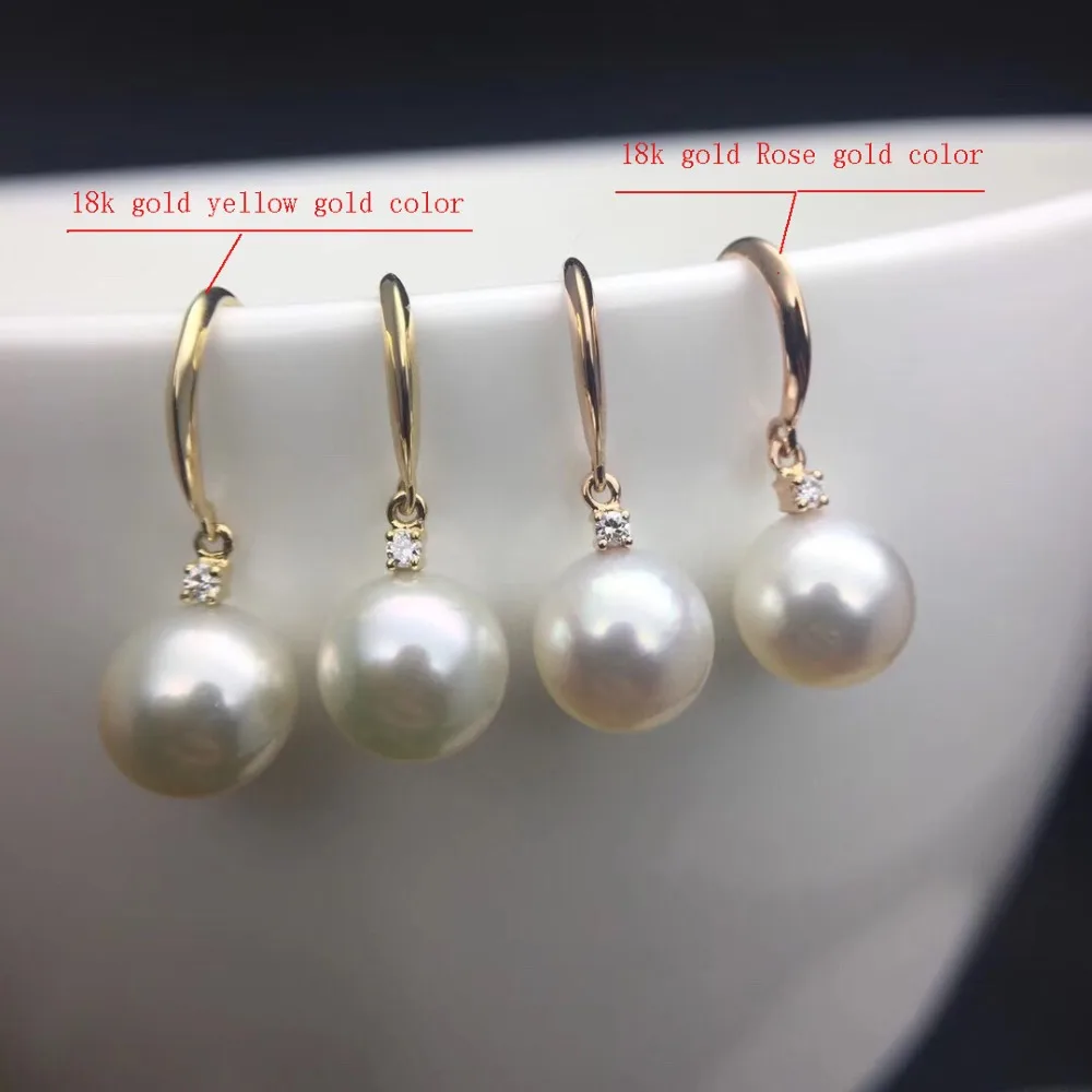 Sinya Au750 Gold diamond hook earring with Natural southsea pearls fashion design jewelry for women girls Mum 2018 best gift New (3)