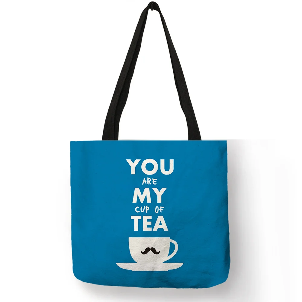 

Simple Letter Printing Dark Color Large Capacity Cloth Bag Casual Women Handbag Eco Friendly Linen Shoulder Bags Accessories