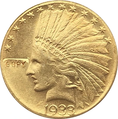 

24-K gold plated 1933 $10 GOLD Indian Half Eagle Coin Copy Free shipping