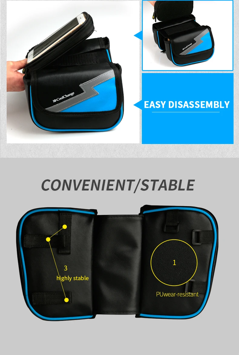 Best 2017 New Bicycle Frame Front Tube Touch Screen Phone Bag Bike 5.7 inch phone Bag For iPhone 7plus Pannier Cycling Accessories 3