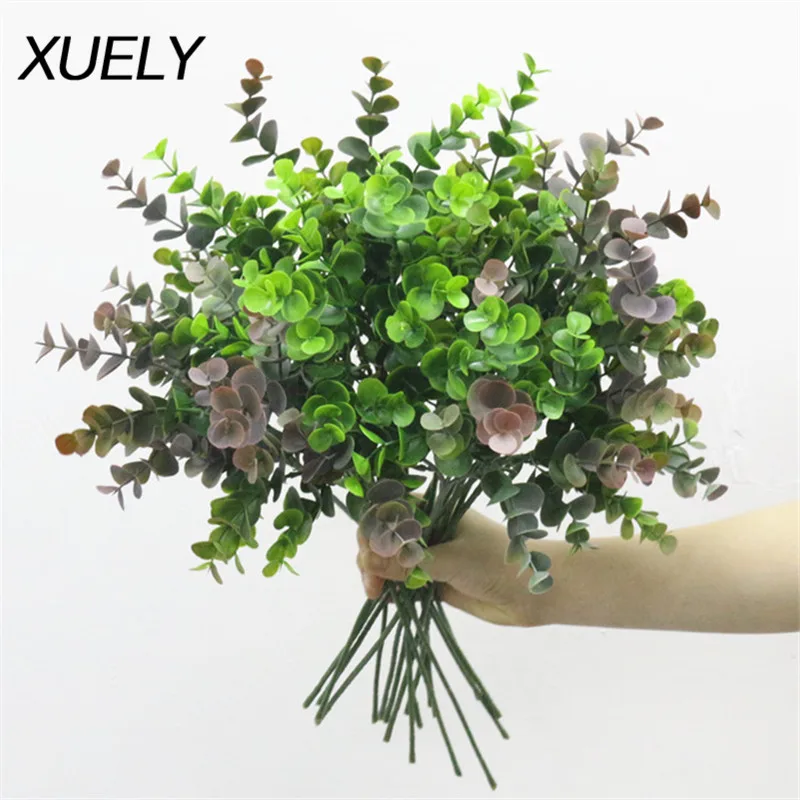 

47CM Artificial plant Single branch eucalyptus leaf fake flower DIY wedding Flower wall materials home hotel vase table decor