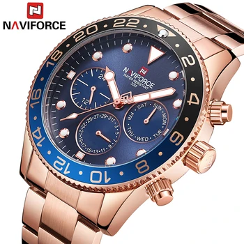 

2018 NAVIFORCE Fashion Men Sports Watches 24 Hour Date Week Month Mens Stainless Steel Quartz Watches Clock Relogio Feminino